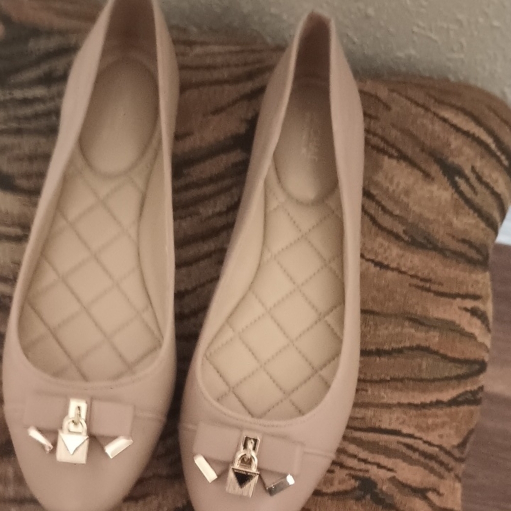 Michael Kors Nude Flats with Metallic Bow